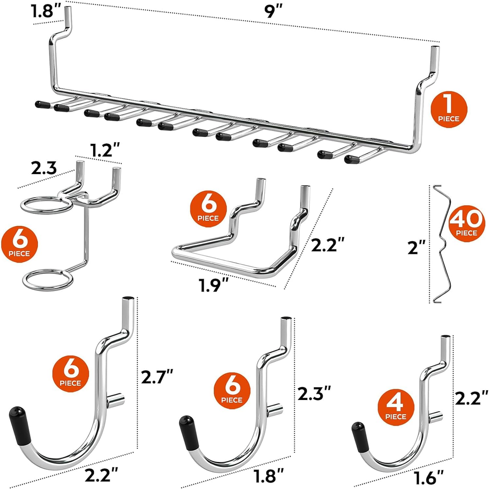 100 PCS Extra Thick Pegboard Accessories Kit, Heavy Duty Peg Board Hook Set with