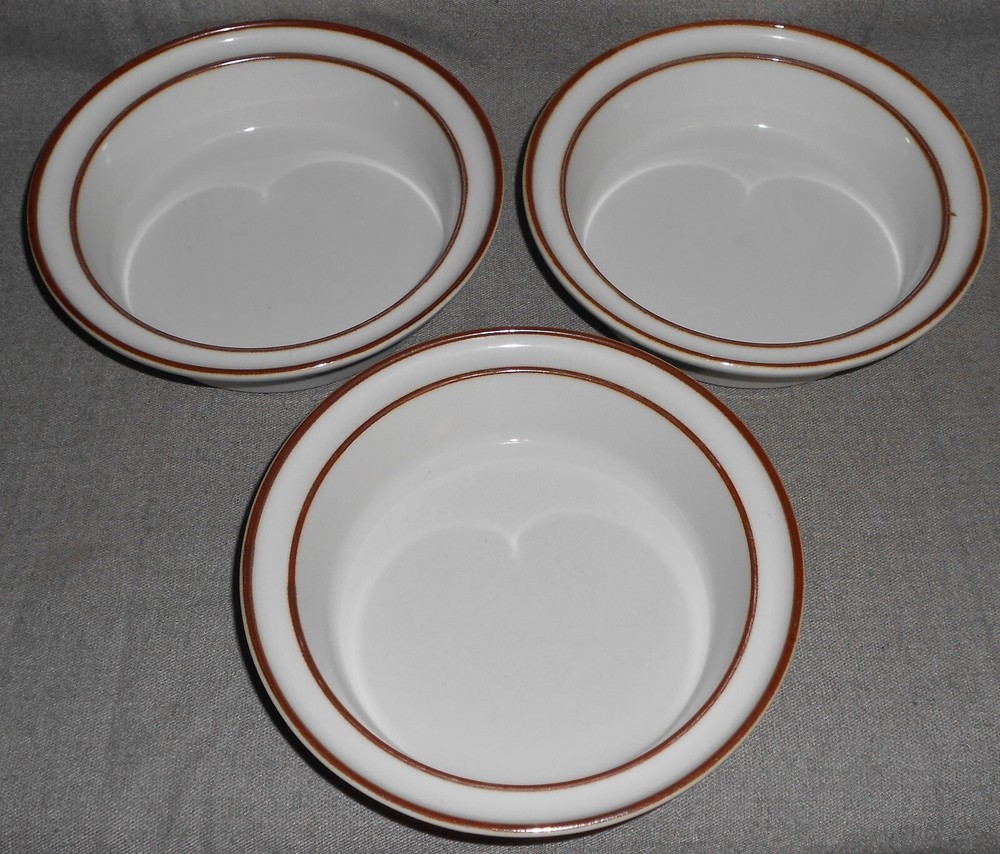 Set (3) Sango STOCKHOLM BROWN PATTERN Rim Cereal Bowls