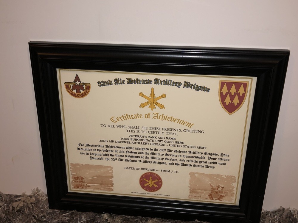 35TH AIR DEFENSE ARTILLERY BRIGADE - COA / (COMMEMORATIVE CERTIFICATE)