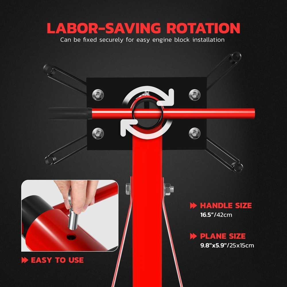 Foldable 2000LB Engine Motor Stand with 360° Rotation & 6 Casters for Mobility