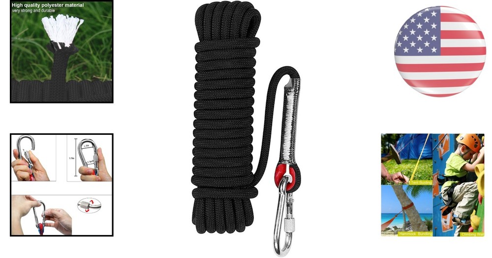 Durable 32ft Outdoor Static Rope - 10mm Polyester, 2000LB Strength for Rigging