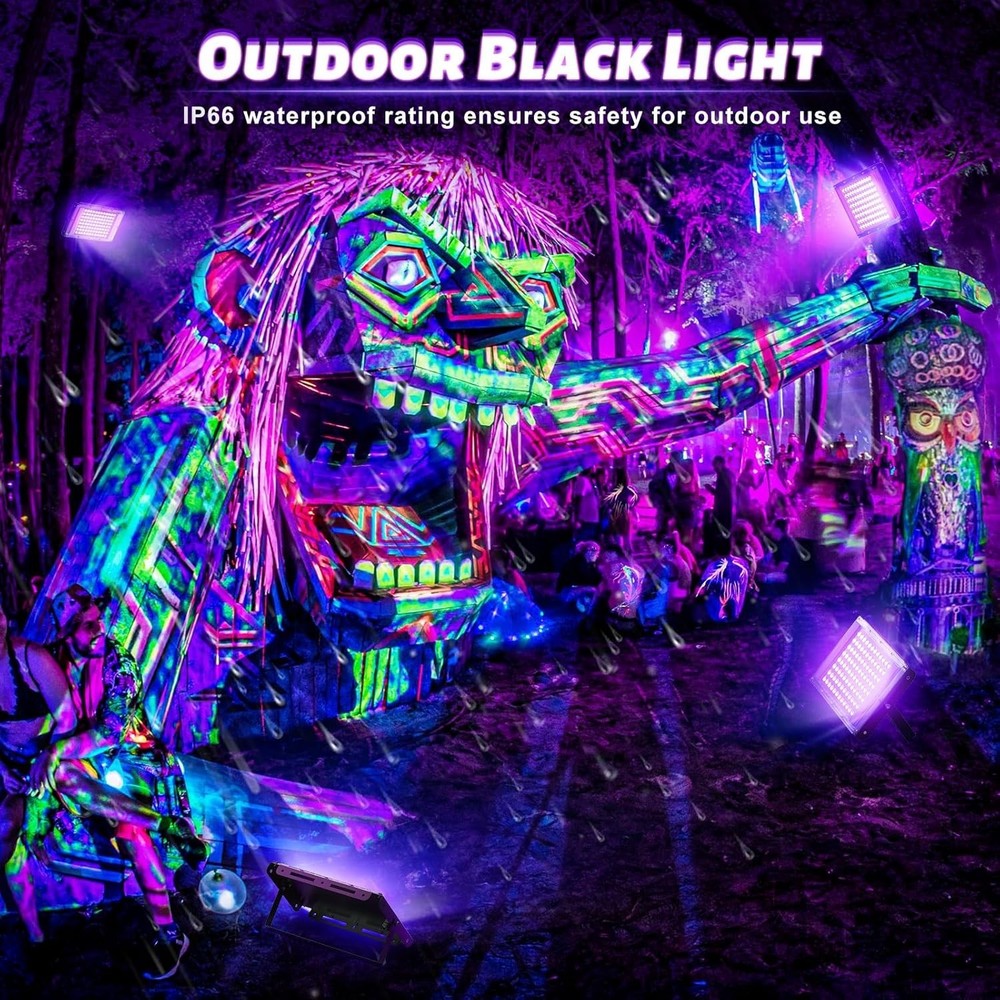 100W LED Black Light, Powerful UV Spotlight, IP66, 395nm UV Lamp for Christma…