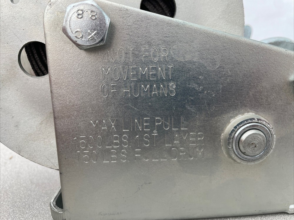 1,500 lbs. Hand Drum Winch w/20' Strap Included - Hand Crank Missing