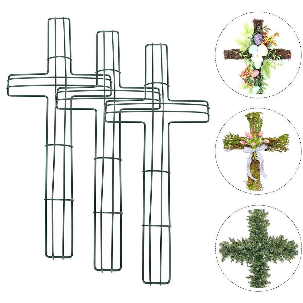 Wreath Form Iron Cross Frame 3-Piece