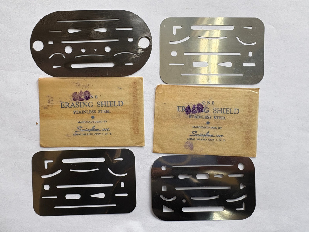 Vintage Ames Lettering Device Original Envelope Instructions & Erasing Shields