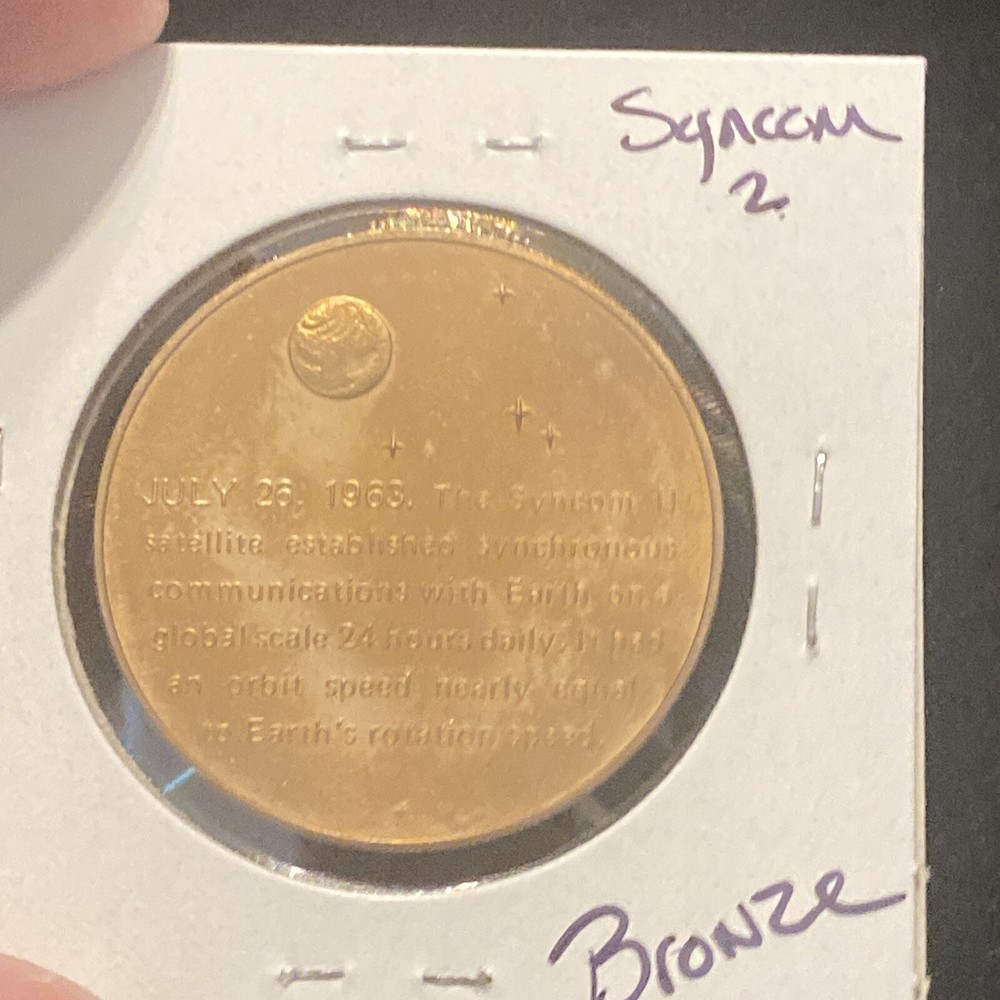 Vintage Syncom 2 Bronze Token Space Synchronous Orbit Satellite Token