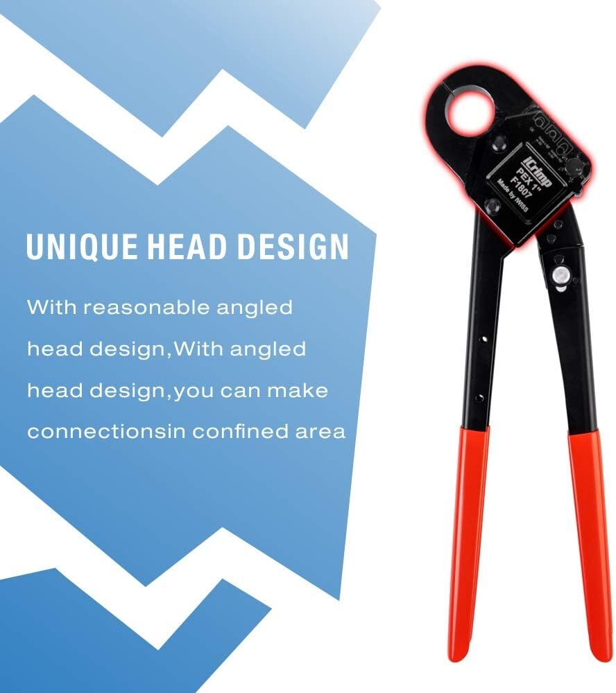 Angle Head PEX Pipe Crimping Tool for Copper Rings 1-inch Angle Single Crimper