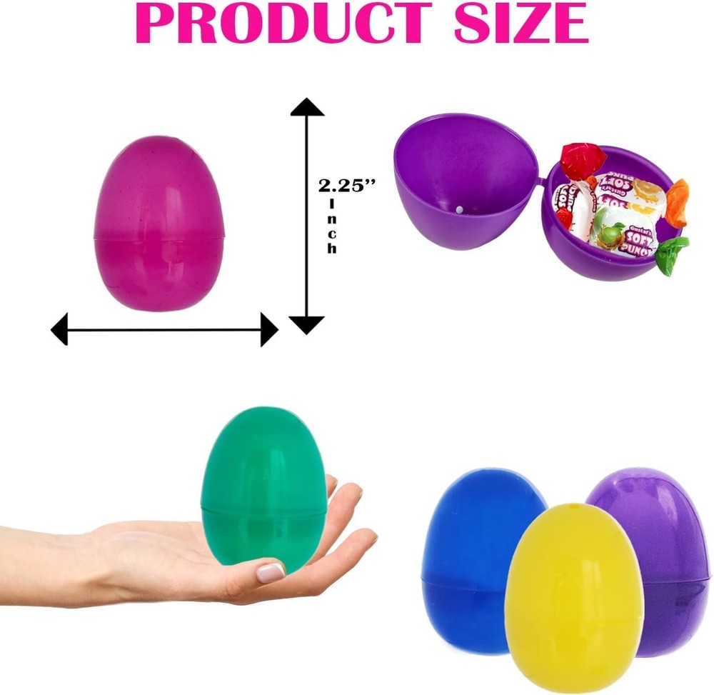 12-Pack Colorful Fillable Easter Eggs - Hinge Design for Creative Surprises