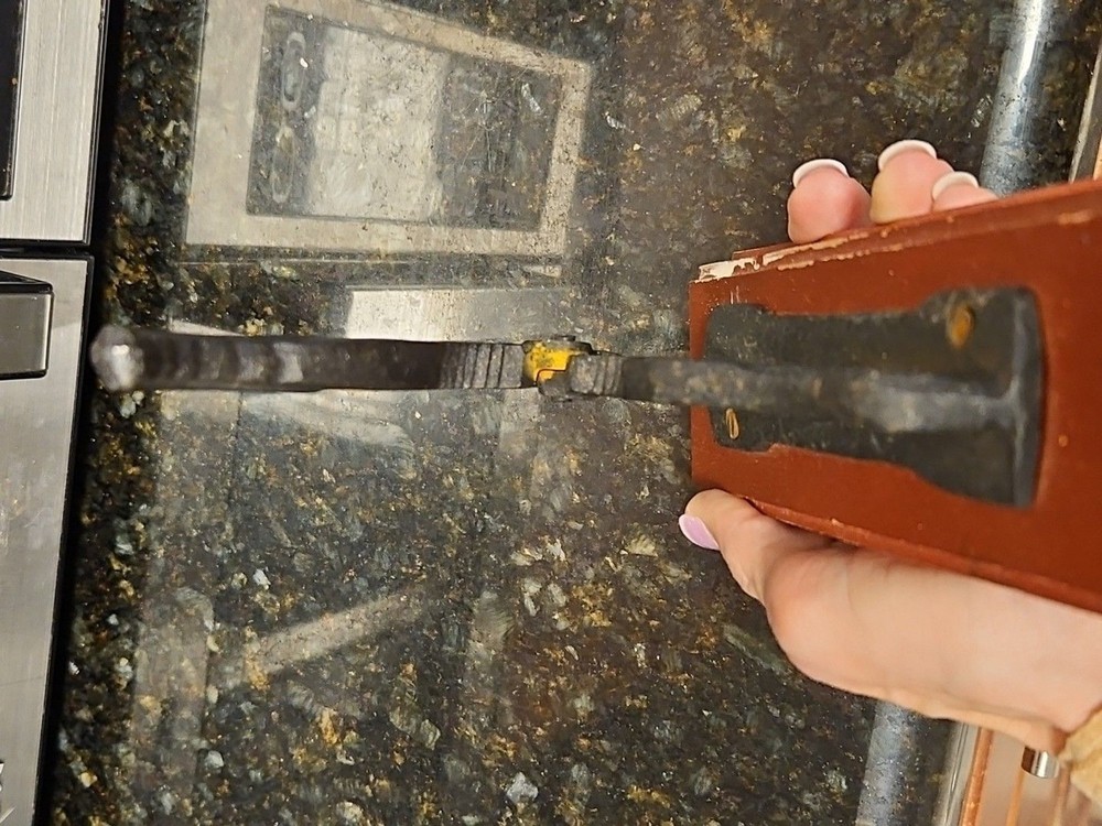 Vintage Cast Iron White Cat Nutcracker On Wooden Base