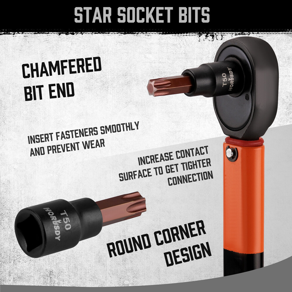 31PC Torx Bit & Female External Socket Set T8- T70 E4-E24 Impact Socket Adapters