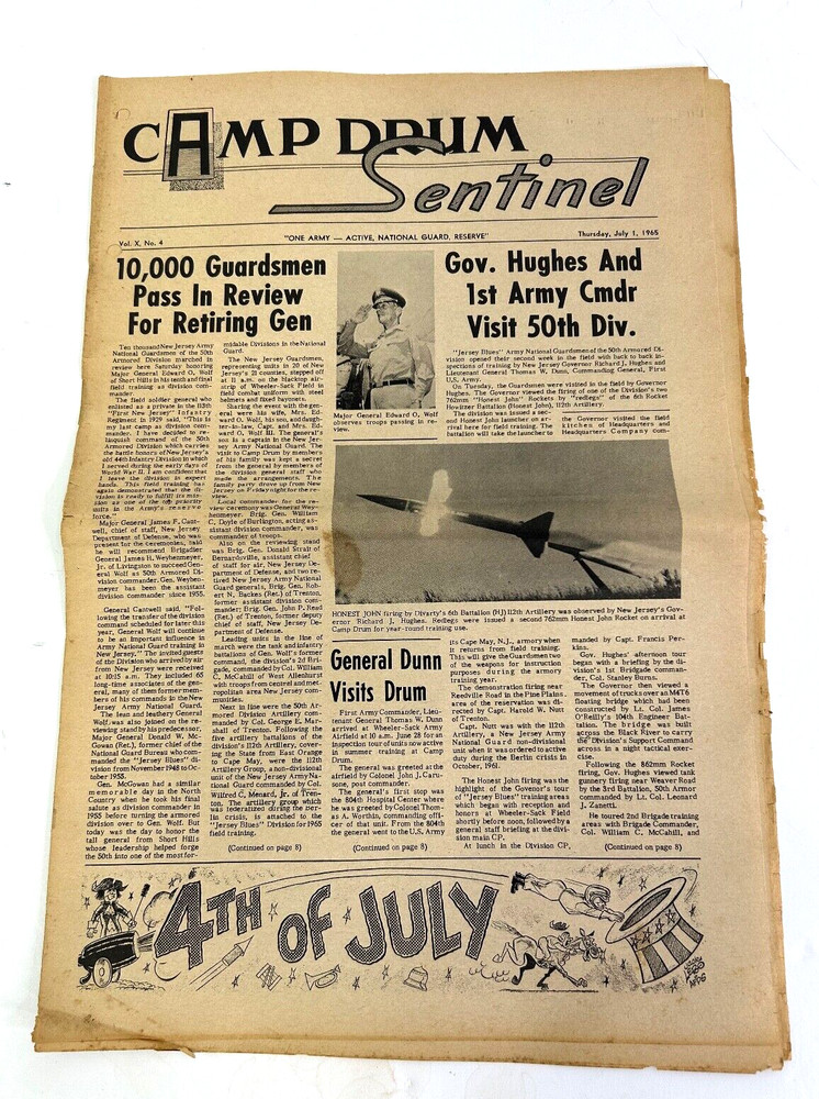 1965 US 1st Army Camp Drum Base Newspaper