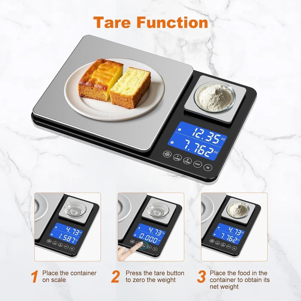 Versatile 7-Unit Kitchen Scale - Tare Function, LCD Display, 33lbs Capacity