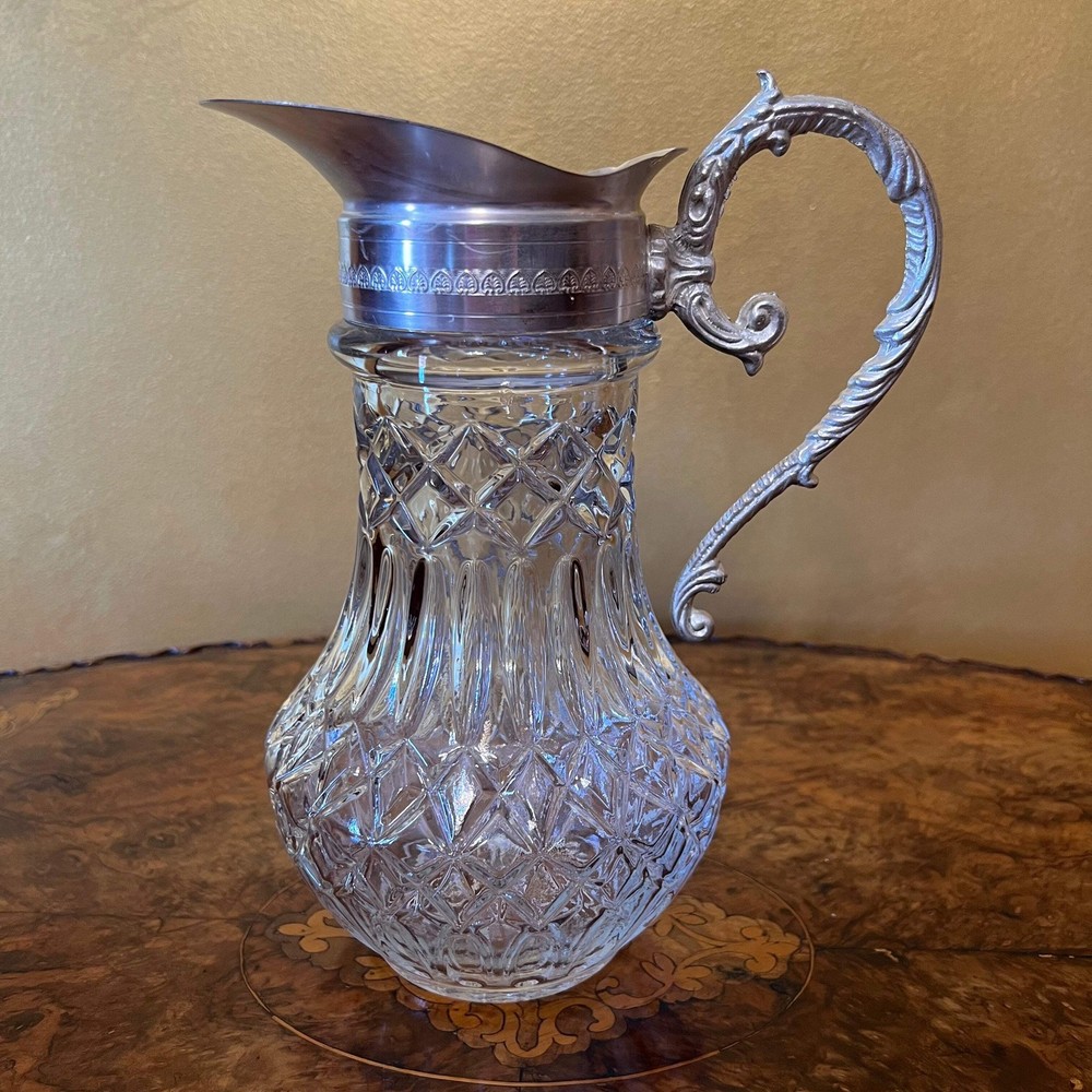 Vintage Glass Cut Pitcher Jug