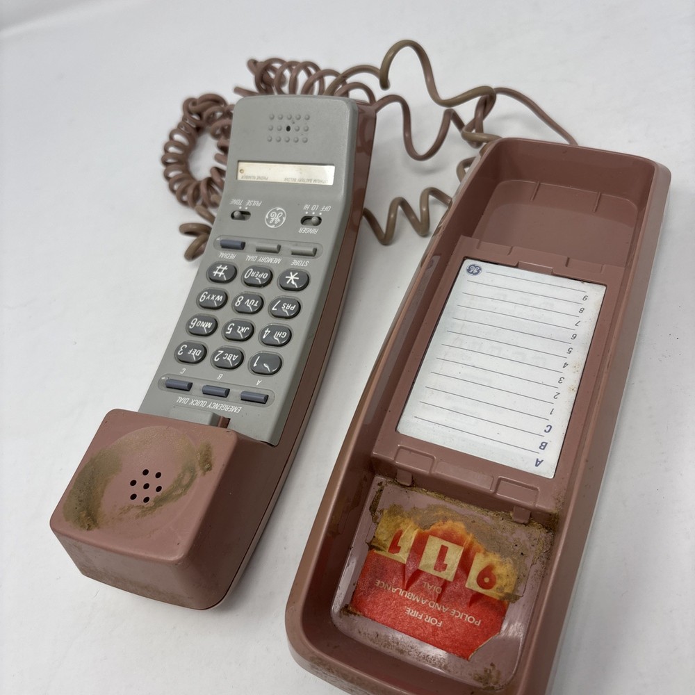 Vintage General Electric Blush Pink Push Button Wall Phone Untested