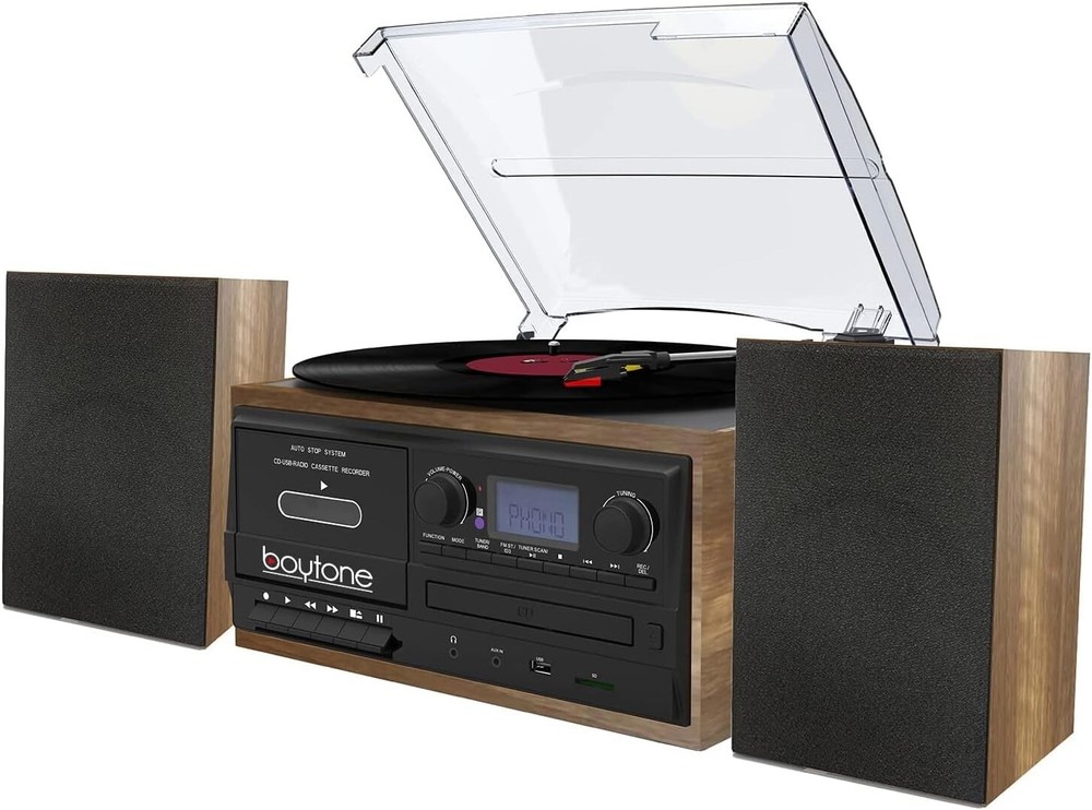 Boytone Bluetooth Record Player Turntable, CD Player, Vinyl, CD,  MP3 Player USB