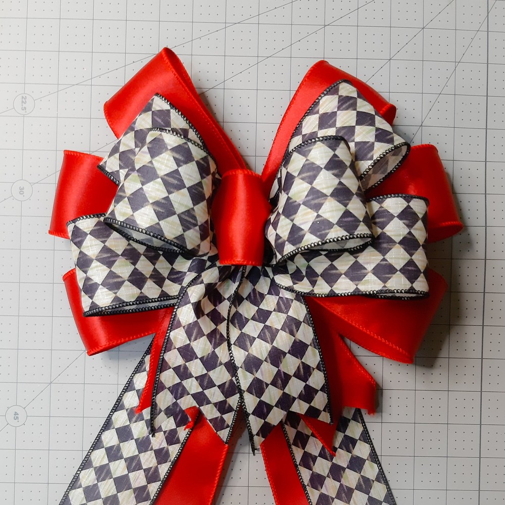 Red Satin and Harlequin Bow
