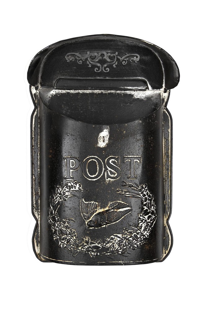 Black Embossed Tin Post Letter Box