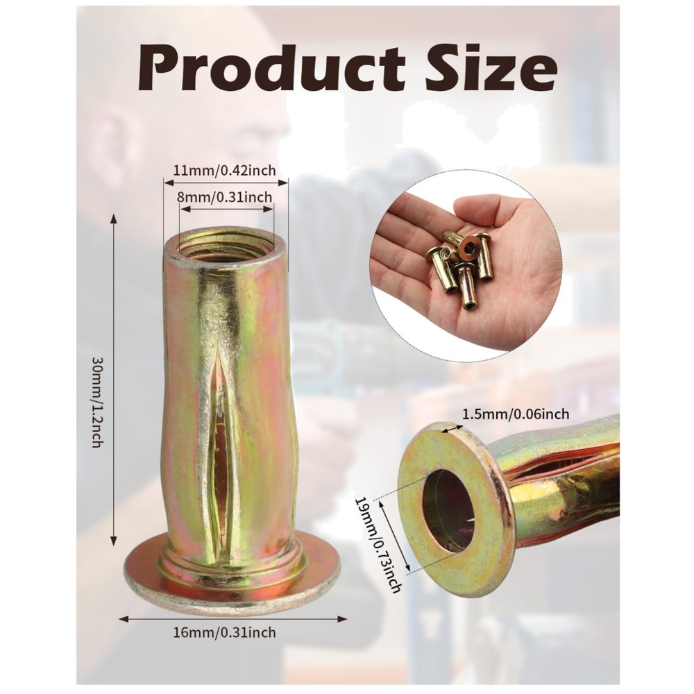 50 Pack Multi-Grip Rivet Nut Kit - Zinc Plated
