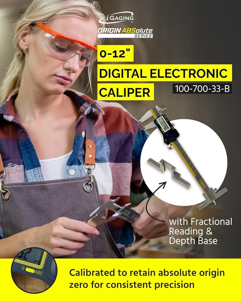 Precision 6" Digital Caliper, Stainless Steel, USB Output, Absolute Origin