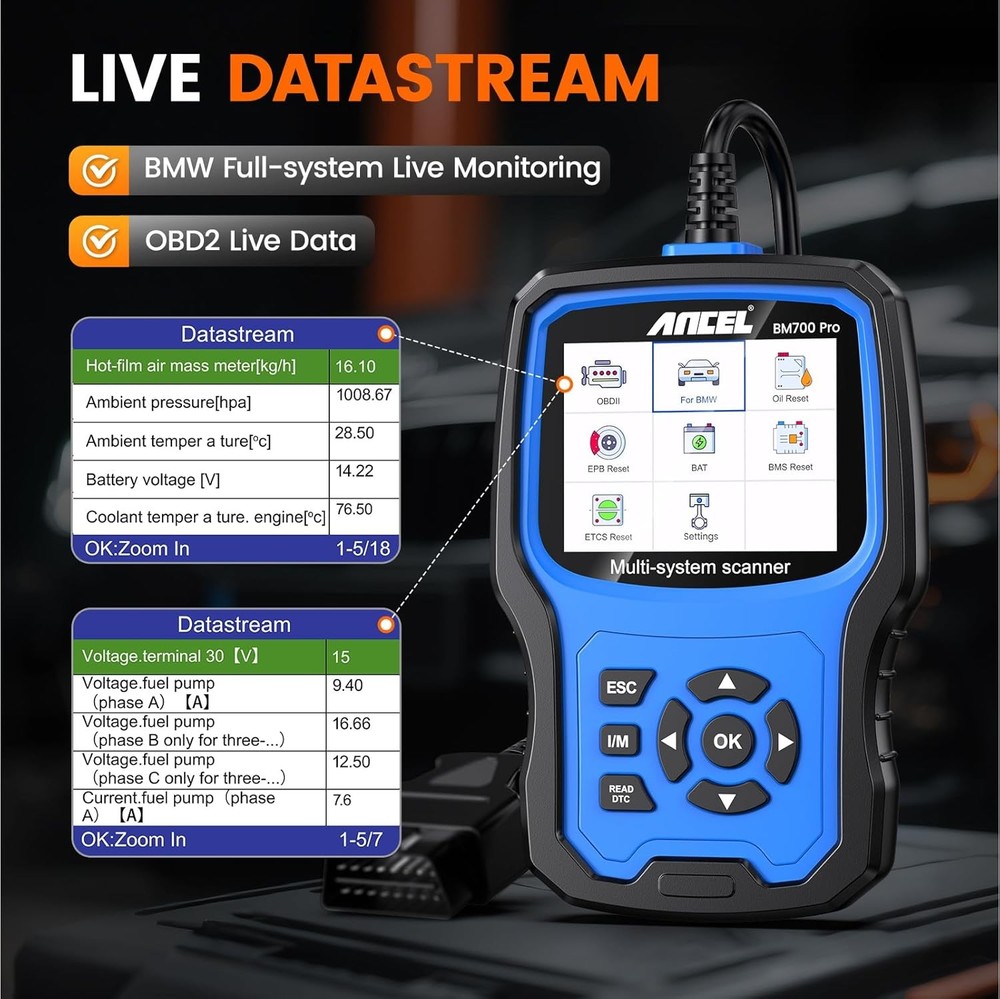 ANCEL BM700 Fit for BMW Scanner ABS Battery Registration Code Reader Diagnostic