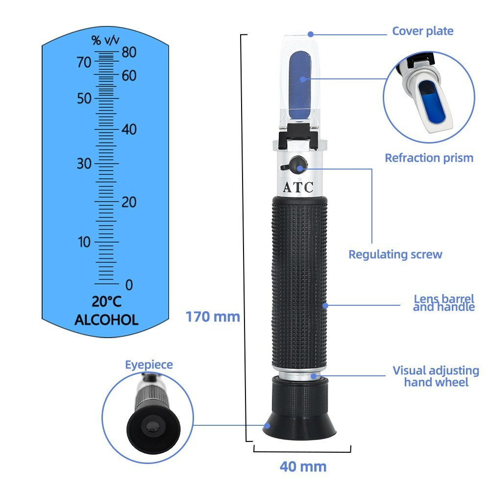 High Accuracy 0-80% Handheld Alcohol Concentration Measuring Instrument