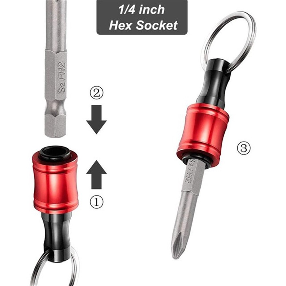 14PCS 1/4" Hex Shank Quick Release Keychain Screwdriver Drill Bit Holder Bit Set