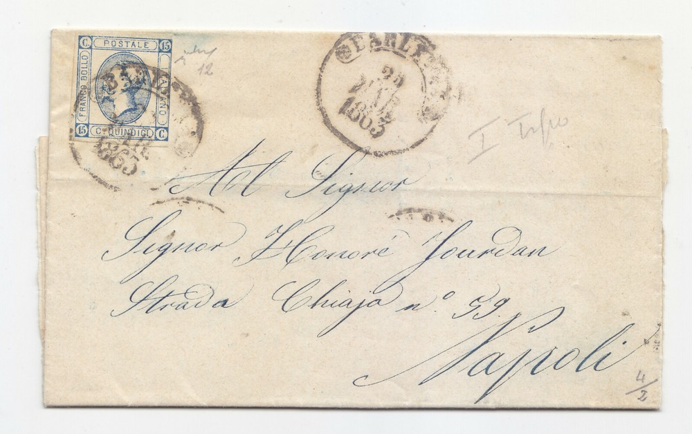 PP587-VITT.EM.II-15 Cent Lithographic From Barletta A Naples