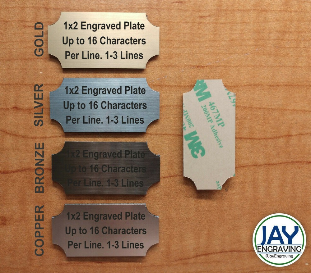 Custom Engraved 1x2 Plate | Adhesive Backed Personalized Customized Sign Plaque