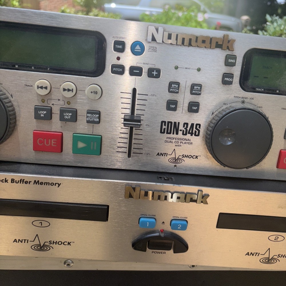 Tested NUMARK CDN-34S DJ PROFESSIONAL DUAL CD PLAYER + Controller Wire 1 Cd Work