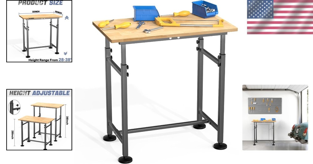 Adjustable Height Work Table 32" x 18" with 1500 lbs Capacity for Flexibility