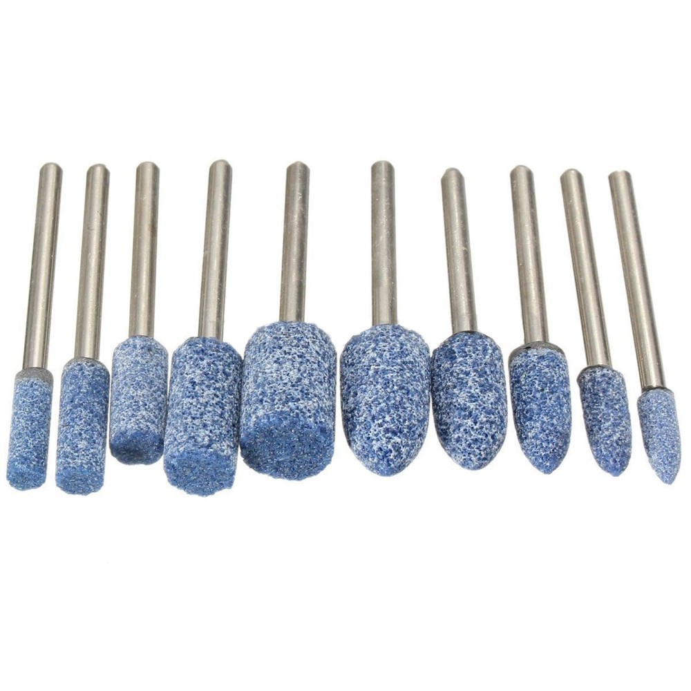 10Pcs 1/8" Abrasive Mounted Grinding Stone Rotary Tool Set Wheel Head Dremel b