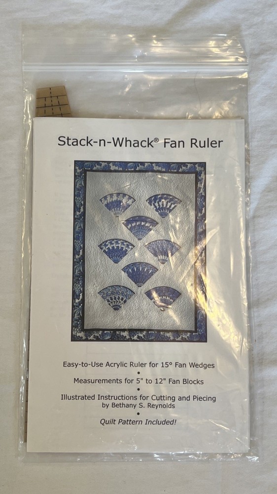 STACK N WHACK 15° FAN RULER Quilt Rotary Cut Ruler & Pattern Bethany Reynolds