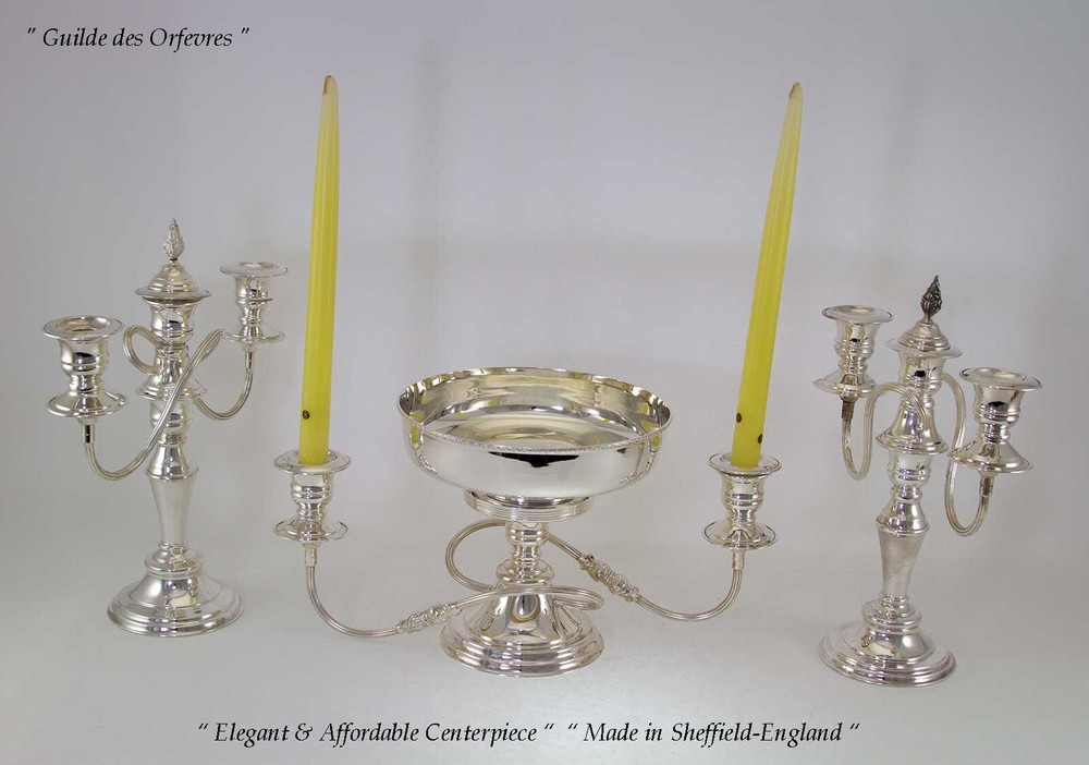 Pair Silver Candelabra 11 in., 3 Light, Beaded or Plain