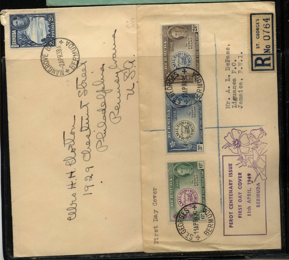 Bermuda   2  covers,  one  registered       MS0727