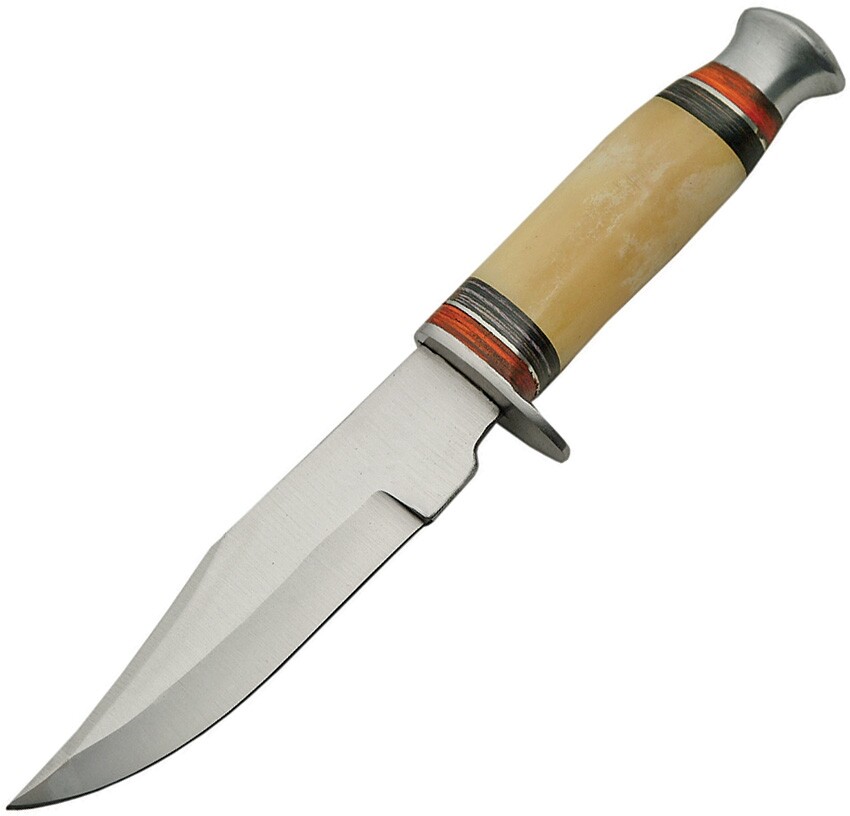 Hunter Fixed Knife 5.5" Stainless Blade Smooth Bone Handle w/Stainless Guard
