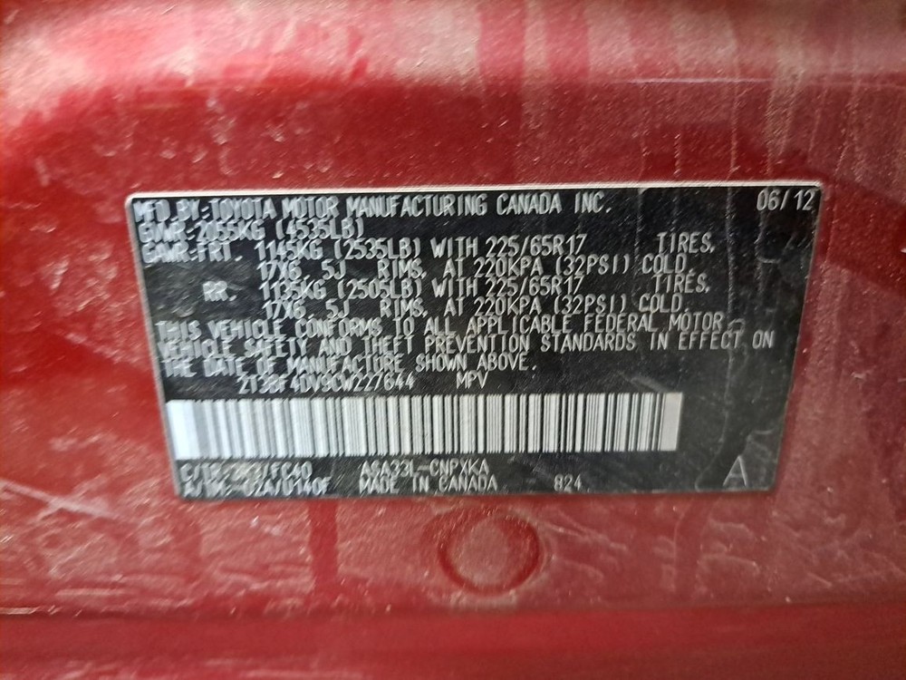 2012 Rav 4 Jack Sku#4416673