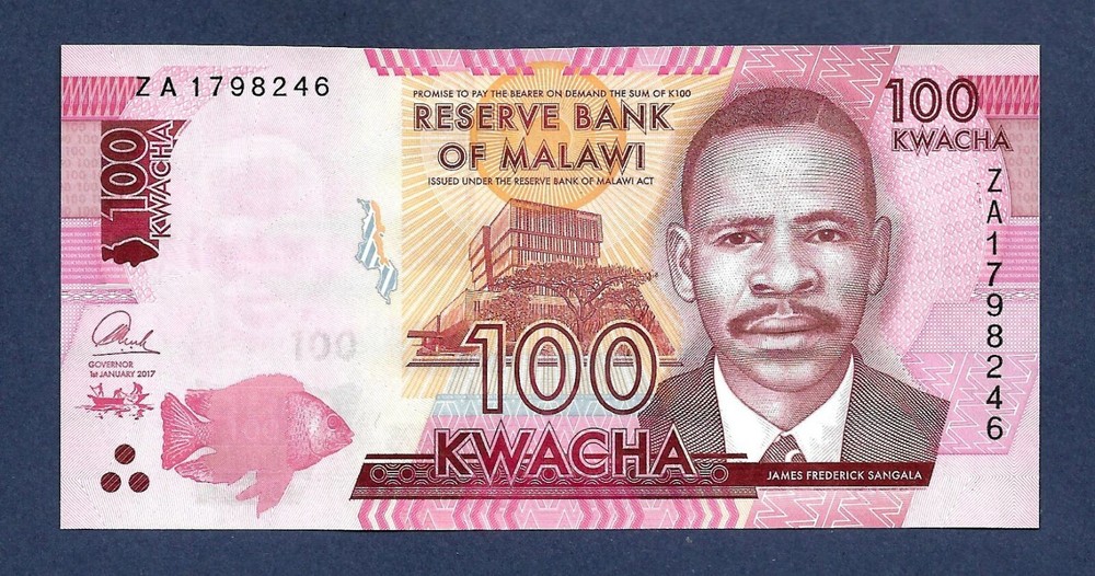 (DN) Malawi 100 Kwacha 2017 Replacement P-59 UNC