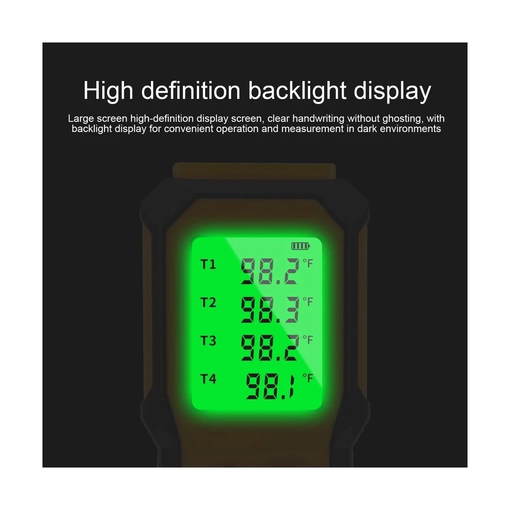 4-Channel K-Type Temperature Thermometer with LCD Backlight Measurement Range...