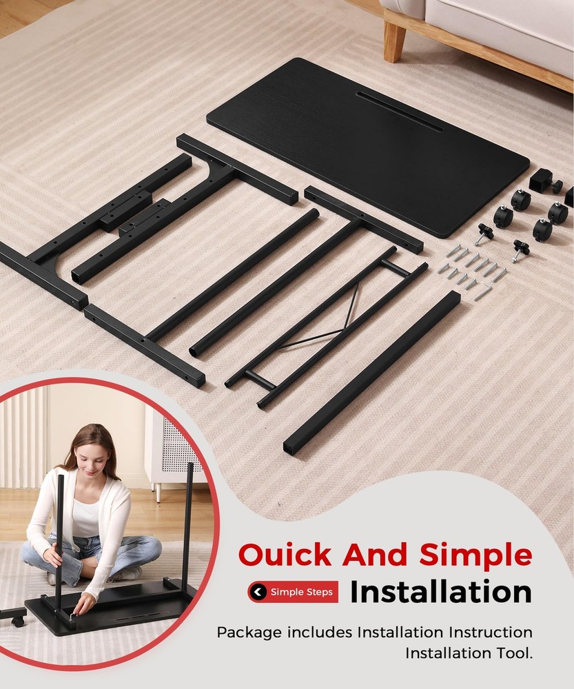 Standing Desk Adjustable Height, Mobile Stand Up Desks with Wheels Small Comp...