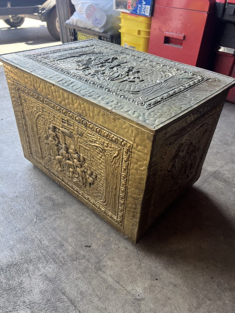 Vintage Brass Embossed Chest / Trunk – Decorative Storage Box