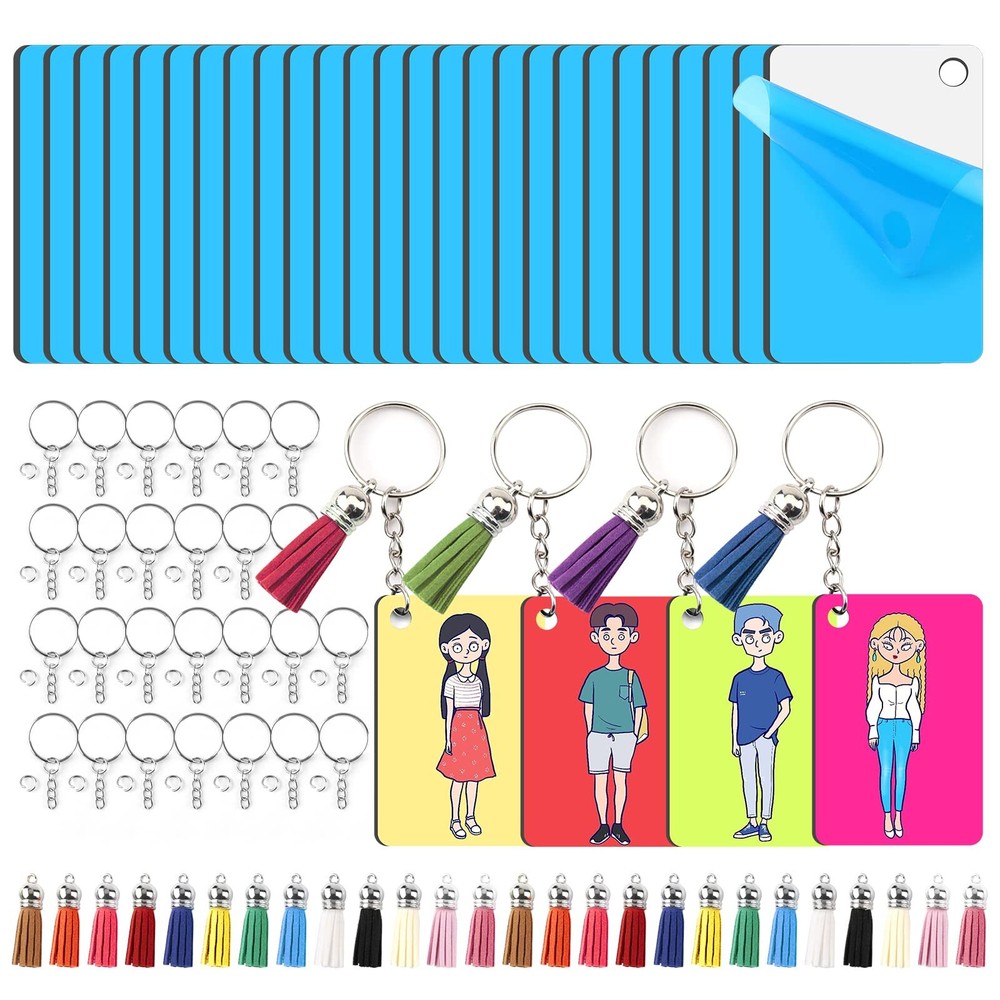 Sublimation Keychain Blanks Bulk - 120Pcs Sublimation Blanks Keychain with Bl...