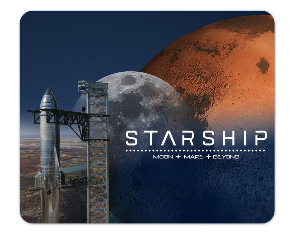 Starship Starbase Moon Mars Beyond Mouse Pad 1/4 Inch Thick