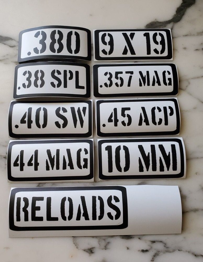 9 Pistol Magnetic Ammo Can Identification Tags Labels Caliber