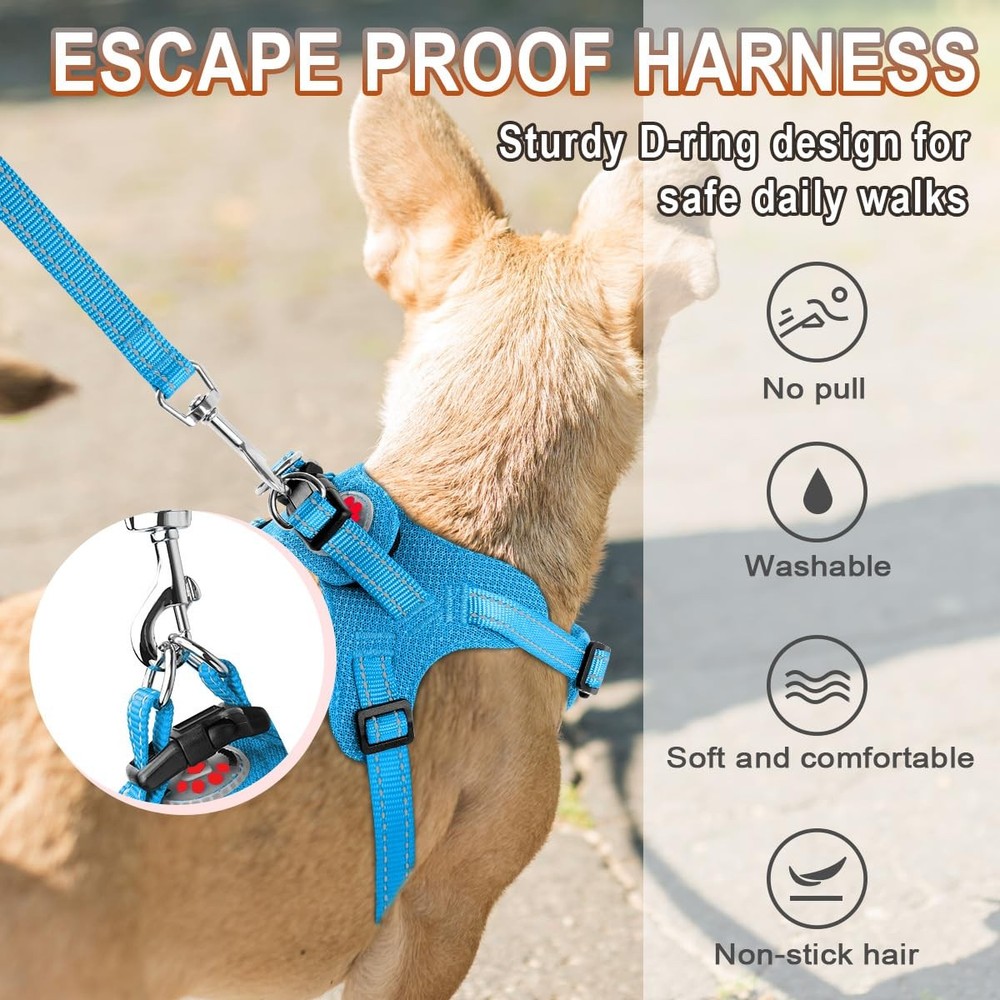 Dog Harness, Reflective Adjustable Puppy No Pull Harness, Breathable Soft, Bl...