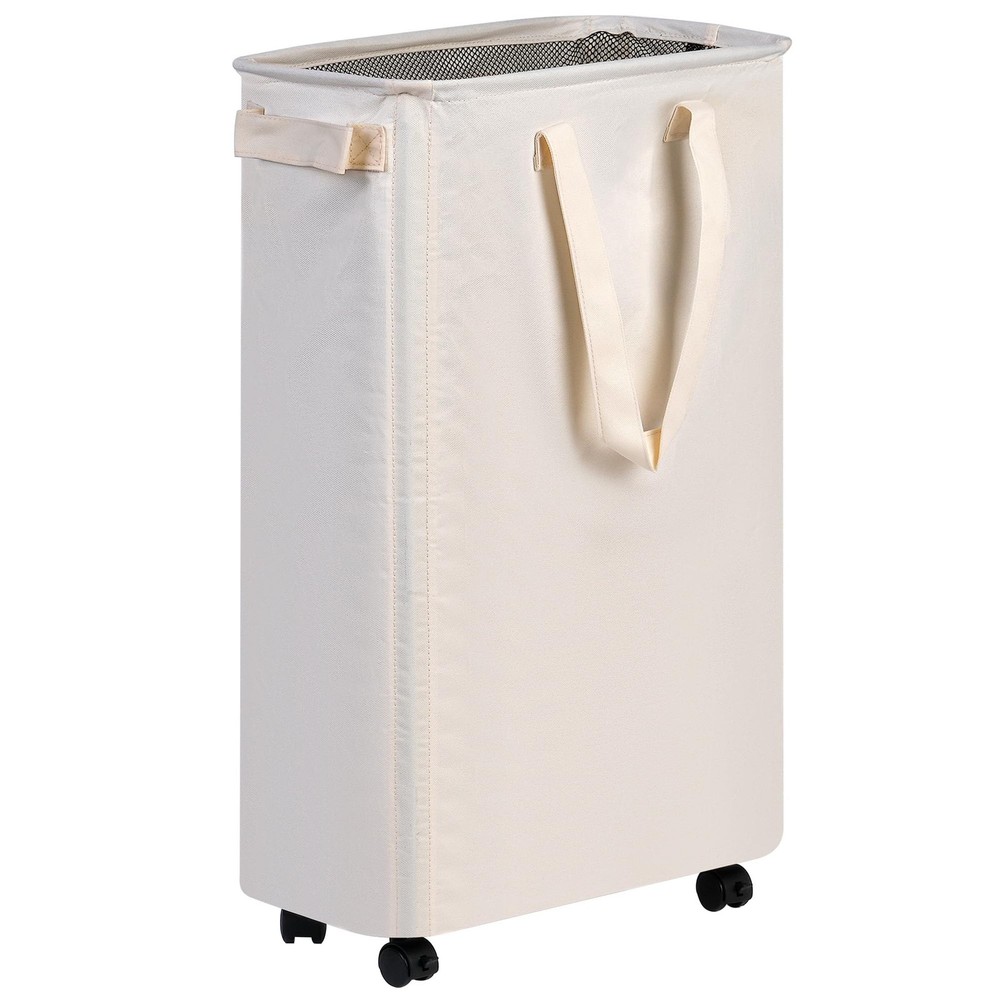 Slim Laundry Hamper with Wheels, Rolling Laundry Basket for Clothes, Small La...