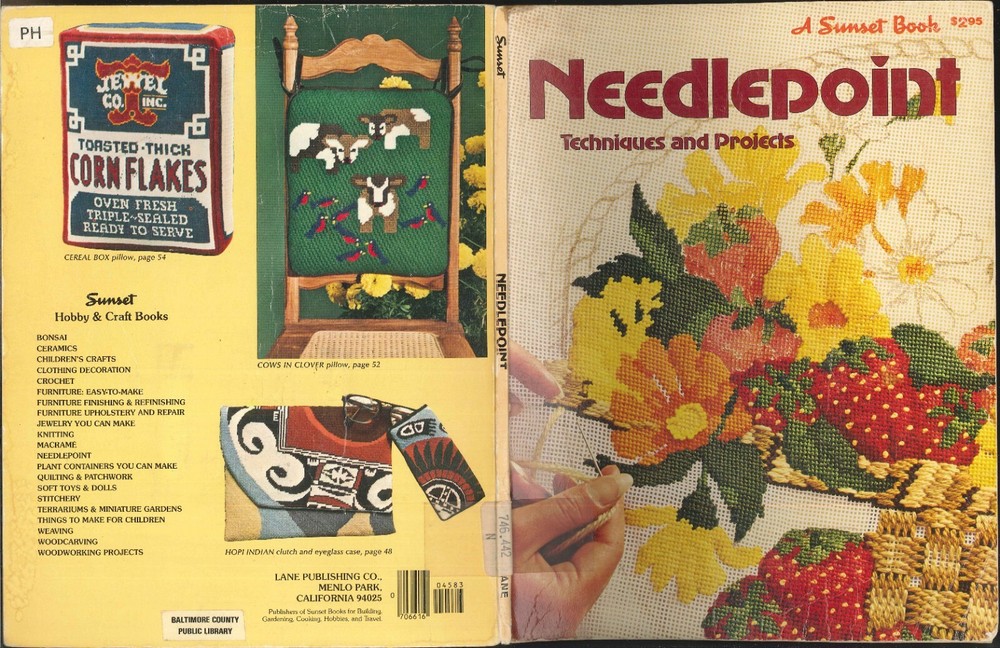 Sunset Needlepoint Techniques & Projects 1979 Stitches Christmas Stocking Pillow