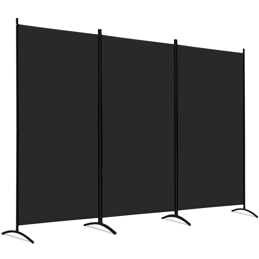 3 Panel Room Divider Black Folding Privacy Panel Screens for Office Separation