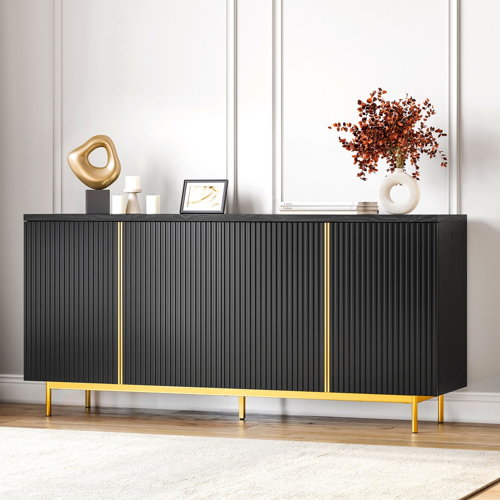 63" Sideboard Buffet Cabinet w/ 4 Doors and Adjustable Shelves
