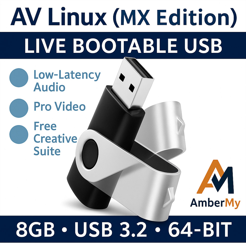AV Linux MX Edition – 8GB USB | Low-Latency Audio & Video Studio - FREE SHIPPING