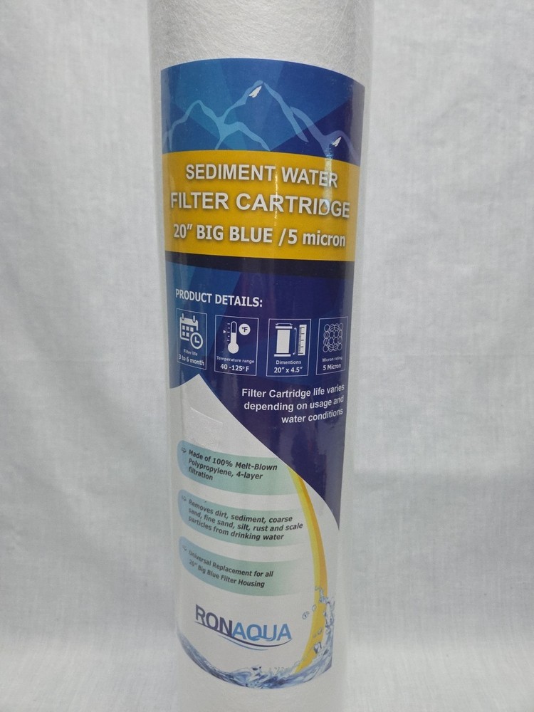 6 pcs Ronaqua Big Blue Water Filters 4.5" x 20" Whole House Cartridges 5 Micron